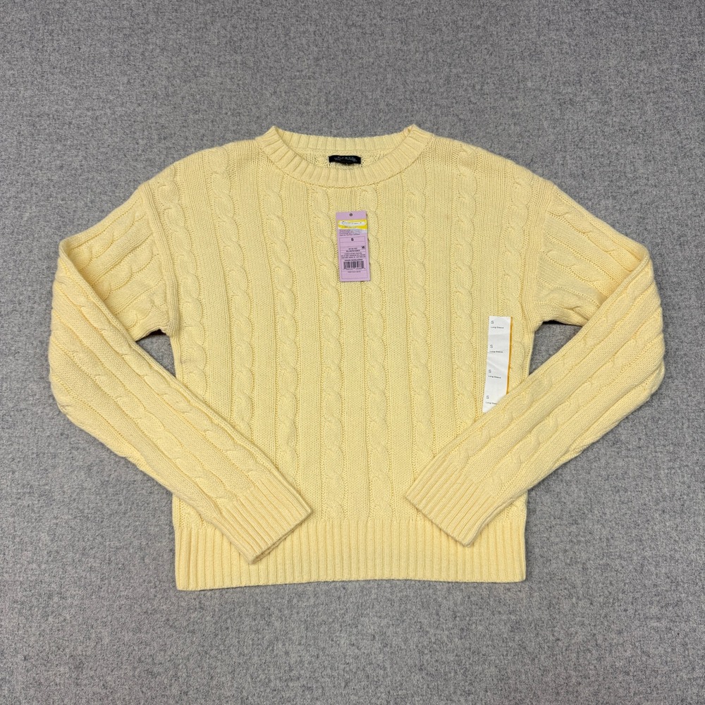 Wild Fable | Cable Knit Sweater | Small | Yellow | Crew Neck Long Sleeve Cotton